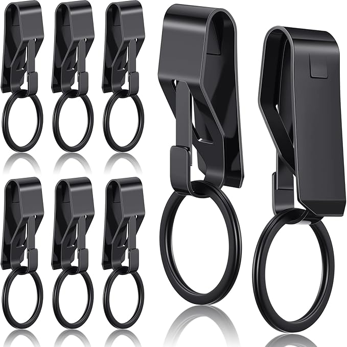 Threan 8 Pieces Key Belt Clip Heavy Duty Key Holder Security Metal Belt Clip for Keychain Men Women Home Office Supplies, Black