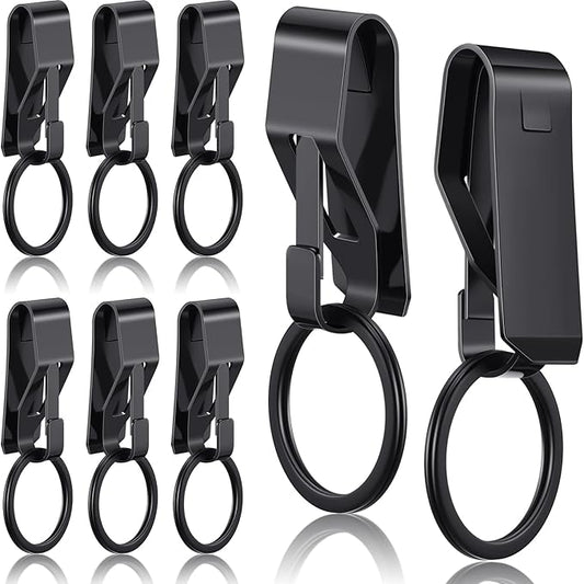 Threan 8 Pieces Key Belt Clip Heavy Duty Key Holder Security Metal Belt Clip for Keychain Men Women Home Office Supplies, Black