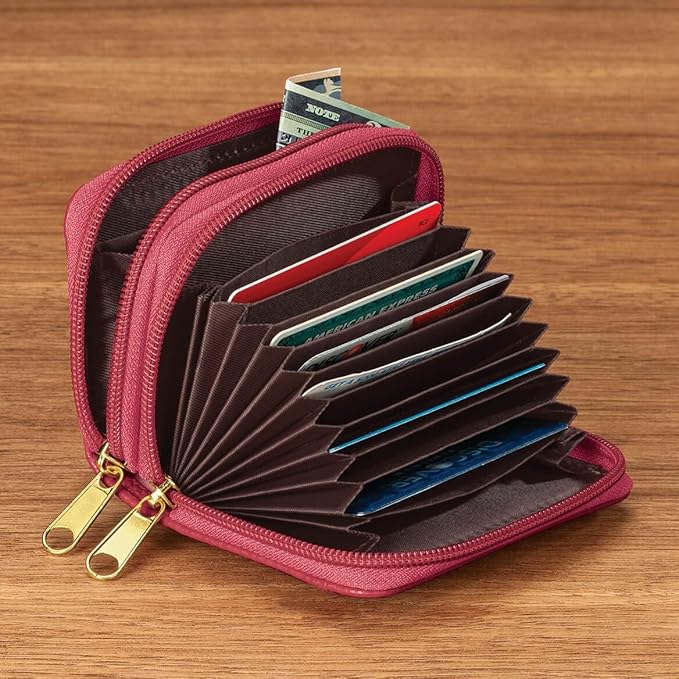 Fox Valley Traders RFID Zip Around Wallet, Red