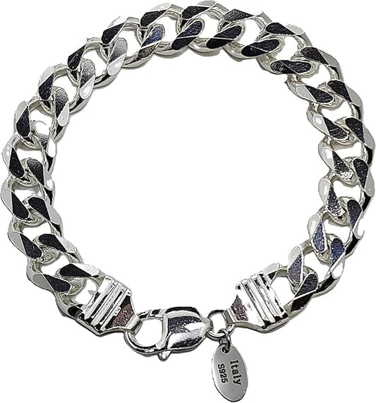 Celestara Jewelry, 925 Sterling Silver Cuban Link Chain, Italian-Made Solid Chain Bracelet and Necklace for Men & Women - (Premium Leather Gift Box Included)