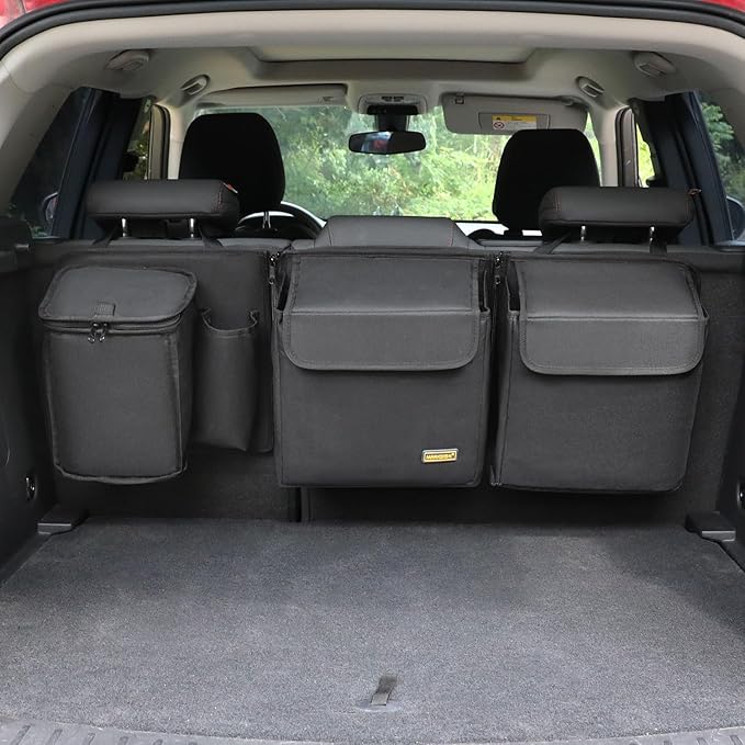 Deluxe Car Trunk Organizer, Detachable Backseat Hanging Organizer Storage Modules with Built-in Cooler for Car Small SUV, Patent Pending