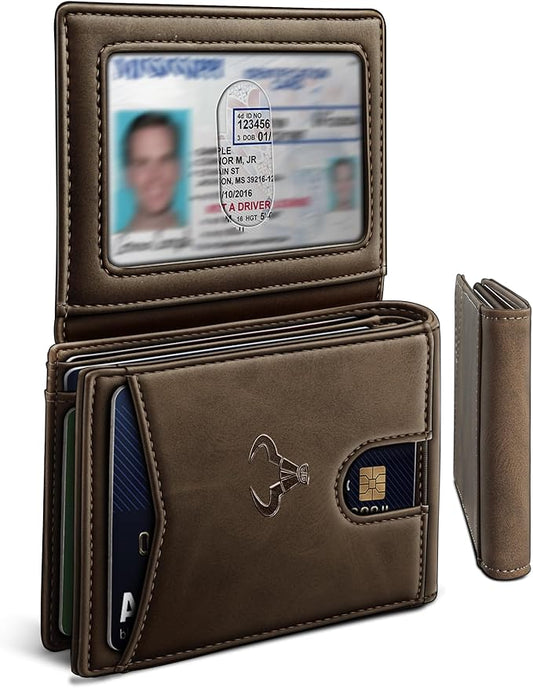 BULLIANT Men Wallet, Slim Leather Wallet Front Pocket Card Holder Gift For Men 11 Slots RFID Blocking