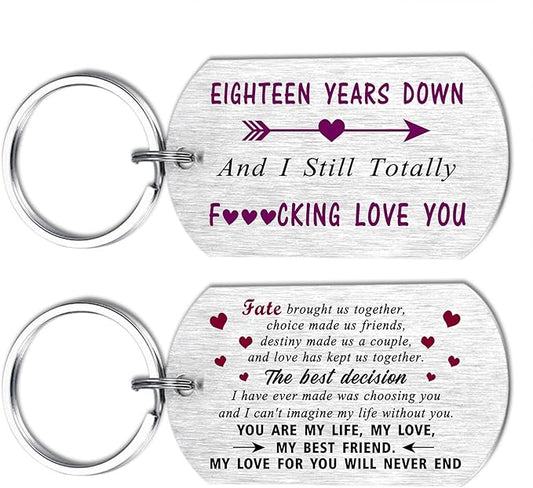 Funny Anniversary Wedding Gifts for Men Women, I Still Totally F Love You Anniversary Keychain for Him Her Husband Wife