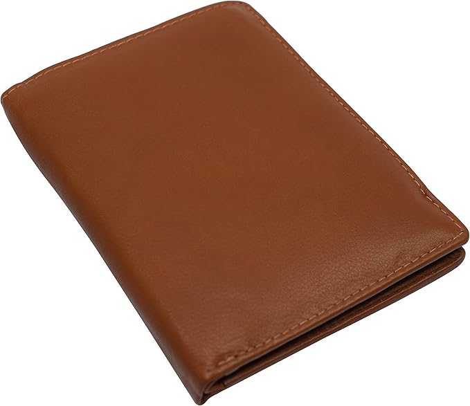 RFID Blocking Bifold Hipster Credit Card Wallet Premium Lambskin Leather (Tan)