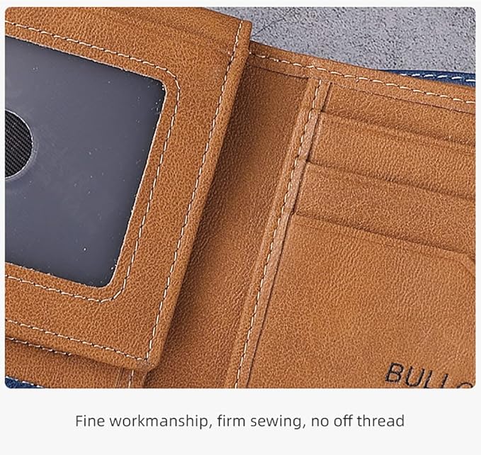 LUKZIJAES Genuine Leather Wallet for Men RFID Blocking Slim Bifold Front Pocket Wallets with 2 ID Window (#3-Coffee)