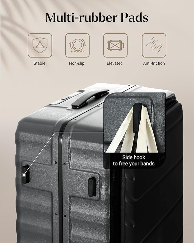 Checked Luggage, 28 Inch Luggage with Spinner Wheels, Large Suitcase with Lightweight PC Hard Shell, Aluminum Frame, Top Opening, YKK Zipper, TSA Lock (Black, 1PC)