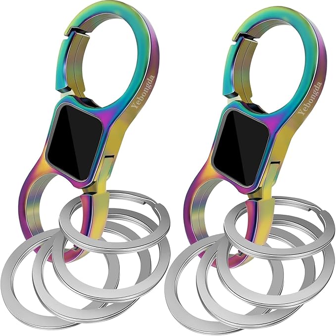 Key Chain Quick Release Spring 2 Pack with 4 Key Rings Heavy Duty Keychain Organizer for Men and Women