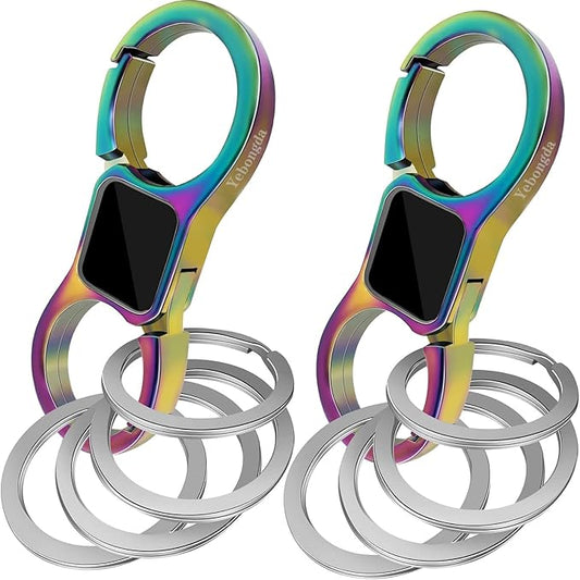 Key Chain Quick Release Spring 2 Pack with 4 Key Rings Heavy Duty Keychain Organizer for Men and Women