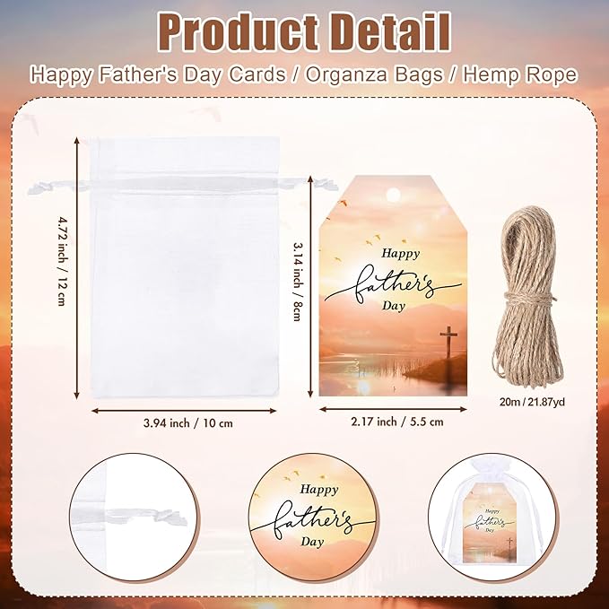 Spakon Father's Day Gifts for Church Bible Verse Keychains Blessed Dad Gifts Cards and Bags for Church Dad