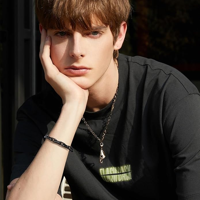 VNOX Link Chain Bracelets for Men - Cool Mens Bracelets Diamond-Cut Paperclip Solid Chain Bracelet Chunky Stainless Steel Jewelry Trendy Gifts