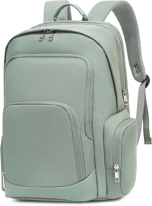 Large Travel Laptop Backpack, Carry on Backpack, 17.3 Inch Durable Business Work Sport Laptop Backpack with USB Port, Water Resistant Rucksack Book Bag Gifts for Men Women, Green