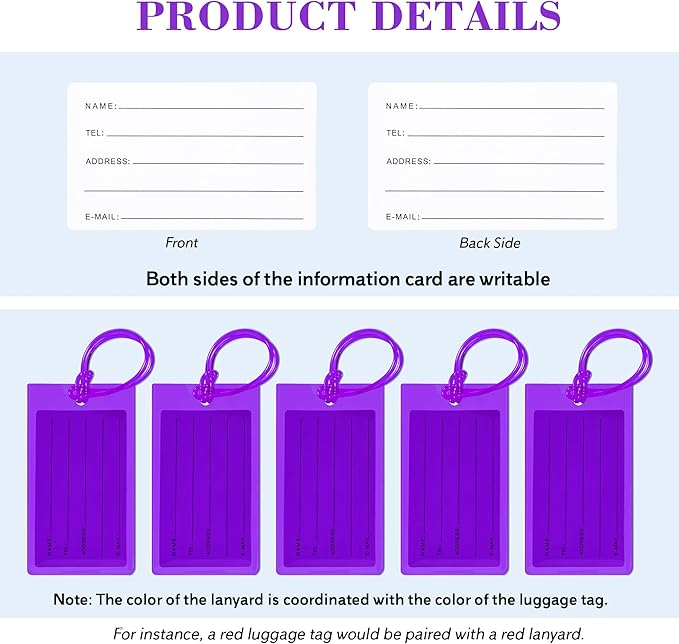 10 Pack Luggage Tags for Suitcases, Airplane Travel Essentials for Flying, International Travel Must Haves, and Luggage Accessories by Sodsay