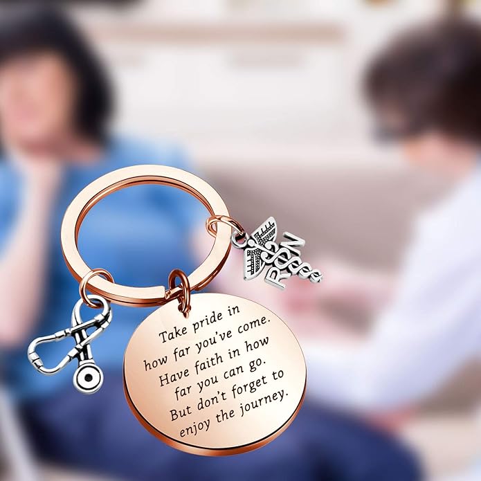 FUSTMW RN Nurse Keychain Gift - RN Graduate Gifts - Registered Nurse Charm