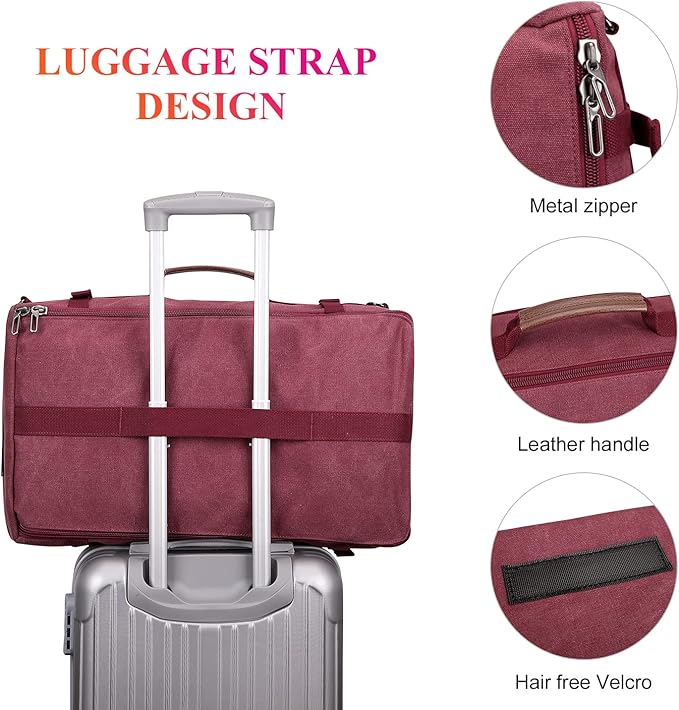 WITZMAN Canvas Backpack Vintage Travel Backpack Large Laptop Bags Convertible Shoulder Rucksack