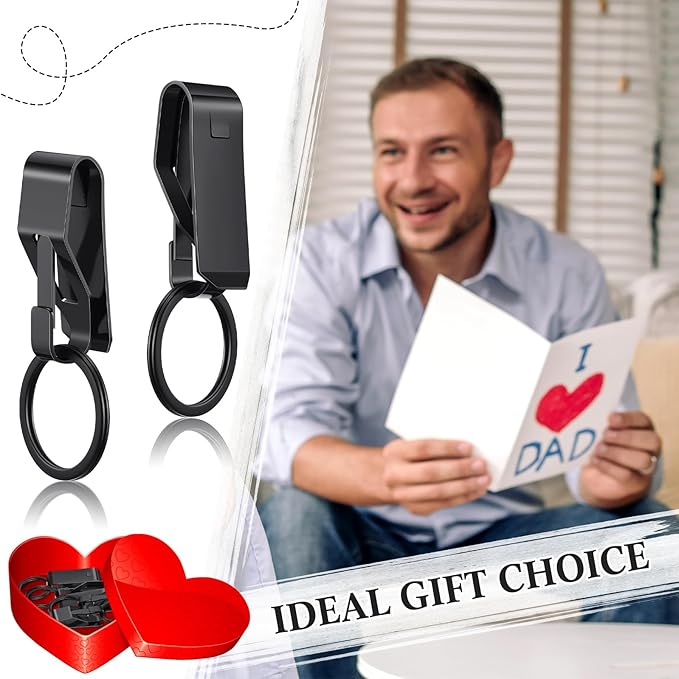 Threan 8 Pieces Key Belt Clip Heavy Duty Key Holder Security Metal Belt Clip for Keychain Men Women Home Office Supplies, Black