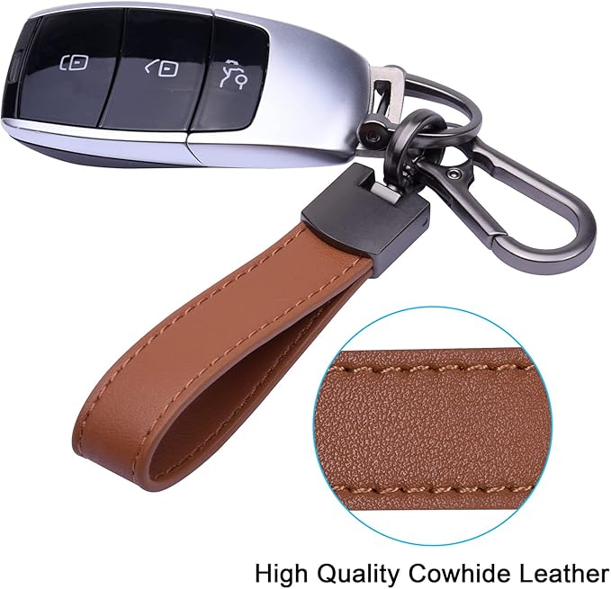 Wisdompro Genuine Leather Car Keychain, Key Fob Key Chain for Men and Women
