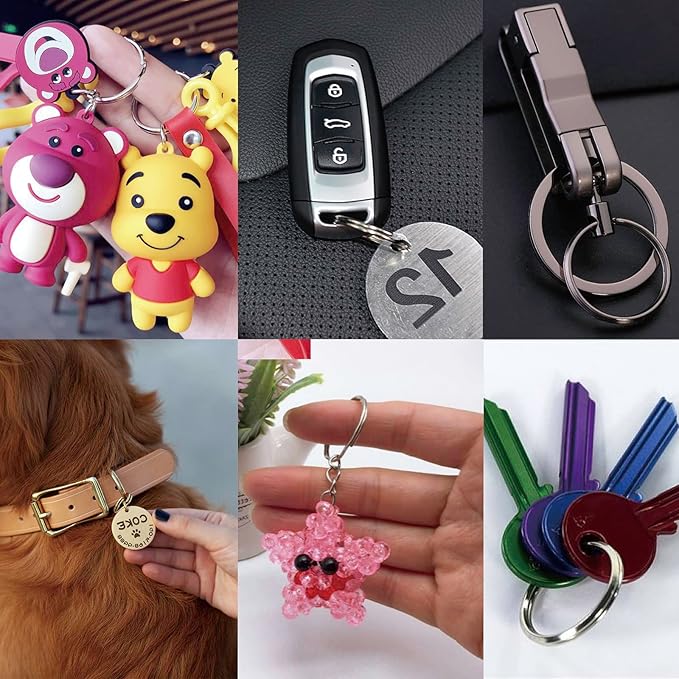 40 Pack Black Key Ring Keychain Assorted in 4 Sizes Metal Round Split Key Chains Rings for Home Car Dog Tag Office Lanyards Keys Attachment