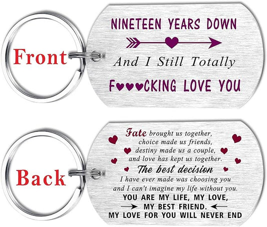 Funny Anniversary Wedding Gifts for Men Women, I Still Totally F Love You Anniversary Keychain for Him Her Husband Wife