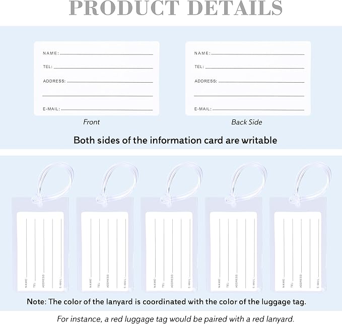 10 Pack Luggage Tags for Suitcases, Airplane Travel Essentials for Flying, International Travel Must Haves, and Luggage Accessories by Sodsay