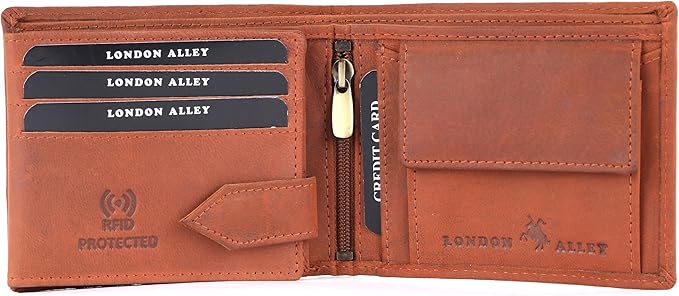LONDON ALLEY Elk Vintage Tan Men's Leather Wallet