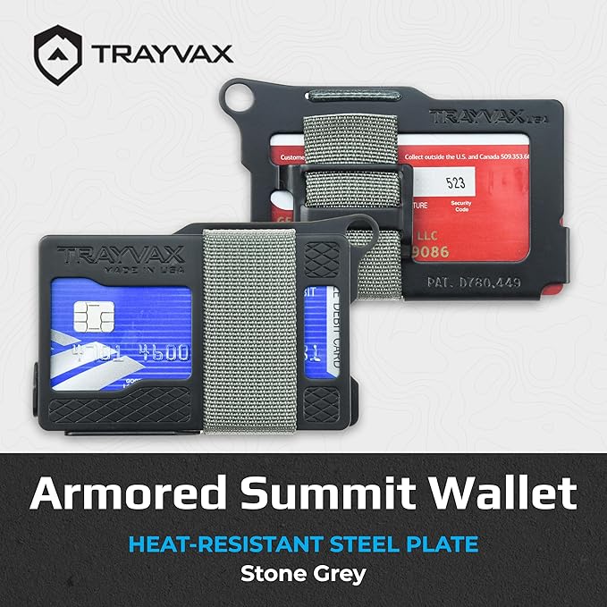 Trayvax Armored Summit Wallet, RFID Front Pocket Metal Credit Card Holder with Money Clip, Slim Minimalist Wallet for Men and Women