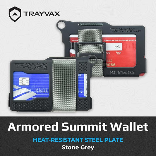 Trayvax Armored Summit Wallet, RFID Front Pocket Metal Credit Card Holder with Money Clip, Slim Minimalist Wallet for Men and Women