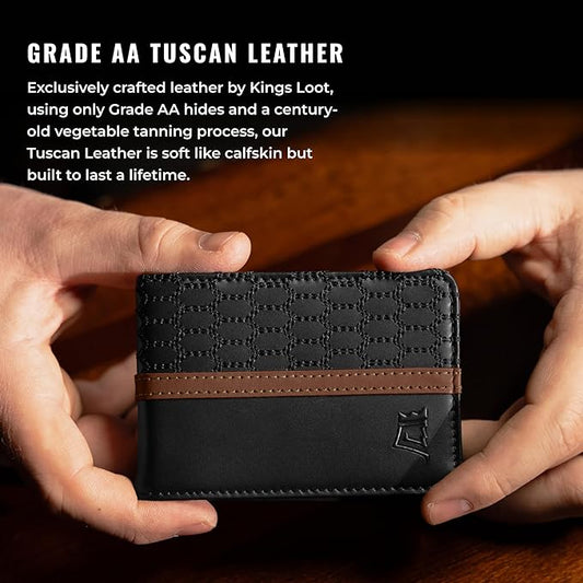 Kings Loot Wallet for Men | Customized Minimalist Slim RFID Blocking Leather Design with Cash Pocket & Card Pull Strap | Holds 1-15 Cards | Stylish & Durable Wallets | Supercar Collection (MN Reserve)