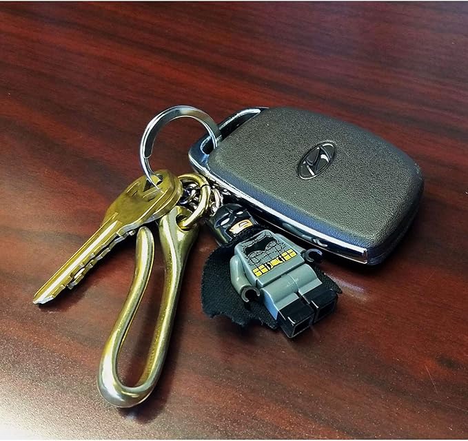 Honbay 2PCS Brass U Hook Key Rings Car keychains Belt Clips Pocket Clip Holder with Ring for Men and Women