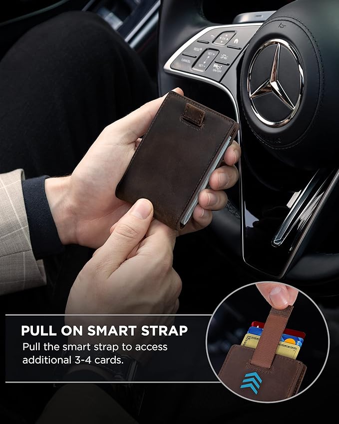 SERMAN BRANDS RFID Blocking Slim Bifold Genuine Leather Minimalist Front Pocket Wallets for Men with Money Clip Thin Mens