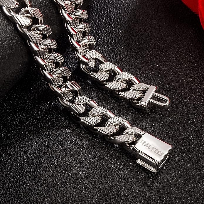 H&Beautimer Fashion 925 Sterling Silver Classic Cuban Chain Bracelet 10mm-7 "8" 9 "10" Curb Cuban Bracelet Solid Thick Large Link Bracelet For Men Jewelry Gift