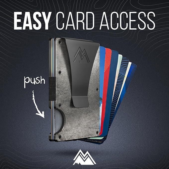 Mountain Voyage Co Minimalist Wallet for Men & Women - Slim RFID Wallet, Scratch Resistant, Credit Card Holder & Money Clip, Easily Removable Money & Cards, (Greystone Aluminum)