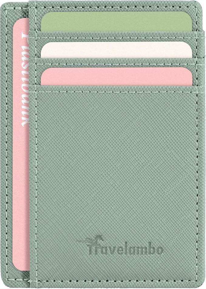 Travelambo Slim Wallet Front Pocket Minimalist Leather RFID Blocking Medium Size