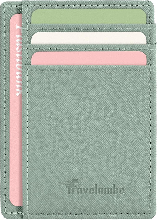 Travelambo Slim Wallet Front Pocket Minimalist Leather RFID Blocking Medium Size