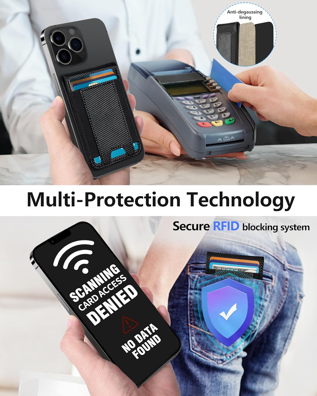 ExtreLife 2-in-1 Magsafe Wallet, Adjustable Stand and Open ID Window, Magnetic Wallet for iPhone 17/16/15/14 Pro Max/14 Pro/14/14 Plus/13/12 Series, 9 Cards, Black Carbon Fiber