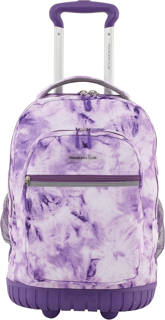 Travelers Club Rolling Backpack, Purple tie, 20 Inch with Laptop Compartment