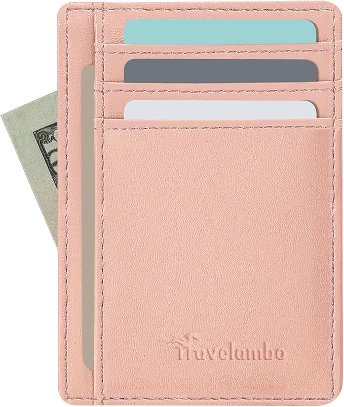 Travelambo Slim Wallet Front Pocket Minimalist Leather RFID Blocking Medium Size