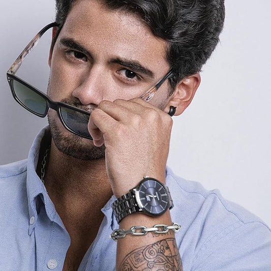 VNOX Link Chain Bracelets for Men - Cool Mens Bracelets Diamond-Cut Paperclip Solid Chain Bracelet Chunky Stainless Steel Jewelry Trendy Gifts