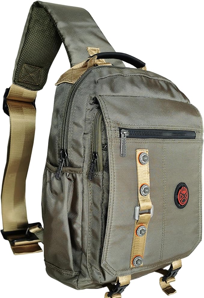 Large Sling Bag Laptop Backpack Cross Body Messenger Bag Shoulder Travel Rucksack (C- Army Green)