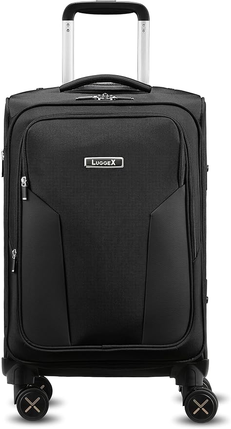 LUGGEX Carry On Luggage Suitcases with Spinner Wheels, 20 Inch Soft Sided Expandable Rolling Suitcase for Travel, Business (Black)