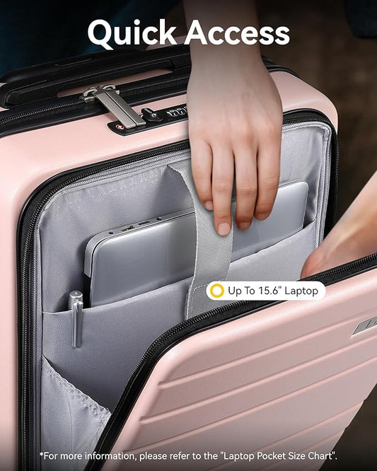 LUGGEX Luggage Sets 2 Pieces, Expandable 20 Inch Carry On Luggage and 28 Inch Checked Suitcase with Front Opening (Pink, 20/28)