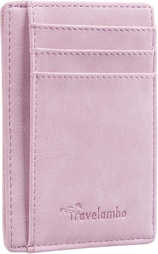 Travelambo Slim Wallet Front Pocket Minimalist Leather RFID Blocking Medium Size