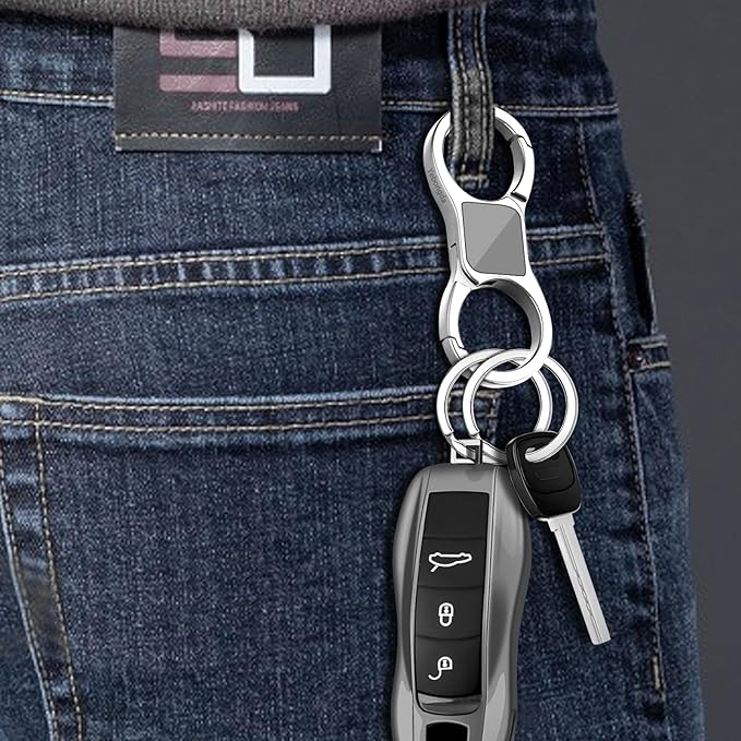 Key Chain Quick Release Spring 2 Pack with 4 Key Rings Heavy Duty Keychain Organizer for Men and Women