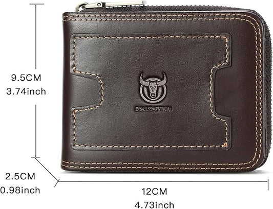 LUKZIJAES Genuine Leather Wallet for Men (#15-Coffee)