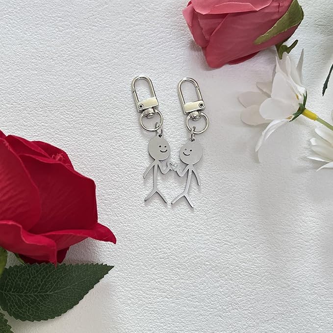 Line Drawing Keychains, Fun Hand Gesture Designs, Funny Middle Finger Open Key Fob, Unique Couple Friendship Gifts