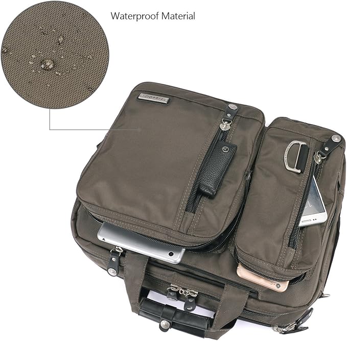 18.4 Inches Laptop Bag Multi-function Briefcase Backpack with Handle and Shoulder Strap Fits Up To 19 Inch Laptops Notebook Computer (Army Green)