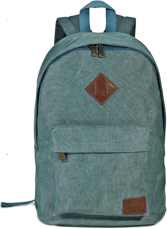 Canvas College Laptop Backpack, Durable Rucksack Travel Notebook Bag Backpack Book Bag for Men Women Turquoise Factory Directly