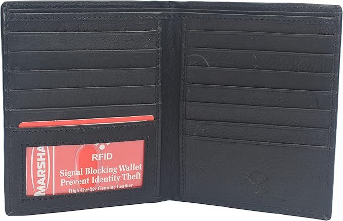 New Premium Lambskin Leather Bifold Hipster Credit Card Wallet (Black)