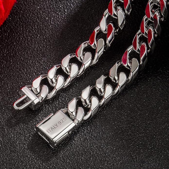 H&Beautimer Fashion 925 Sterling Silver Classic Cuban Chain Bracelet 10mm-7 "8" 9 "10" Curb Cuban Bracelet Solid Thick Large Link Bracelet For Men Jewelry Gift