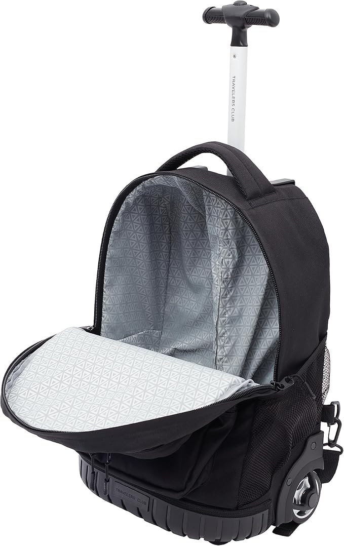 Travelers Club Rolling Backpack, Black, 18 Inch