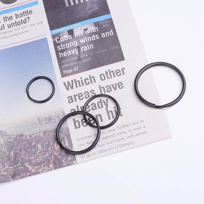 40 Pack Black Key Ring Keychain Assorted in 4 Sizes Metal Round Split Key Chains Rings for Home Car Dog Tag Office Lanyards Keys Attachment